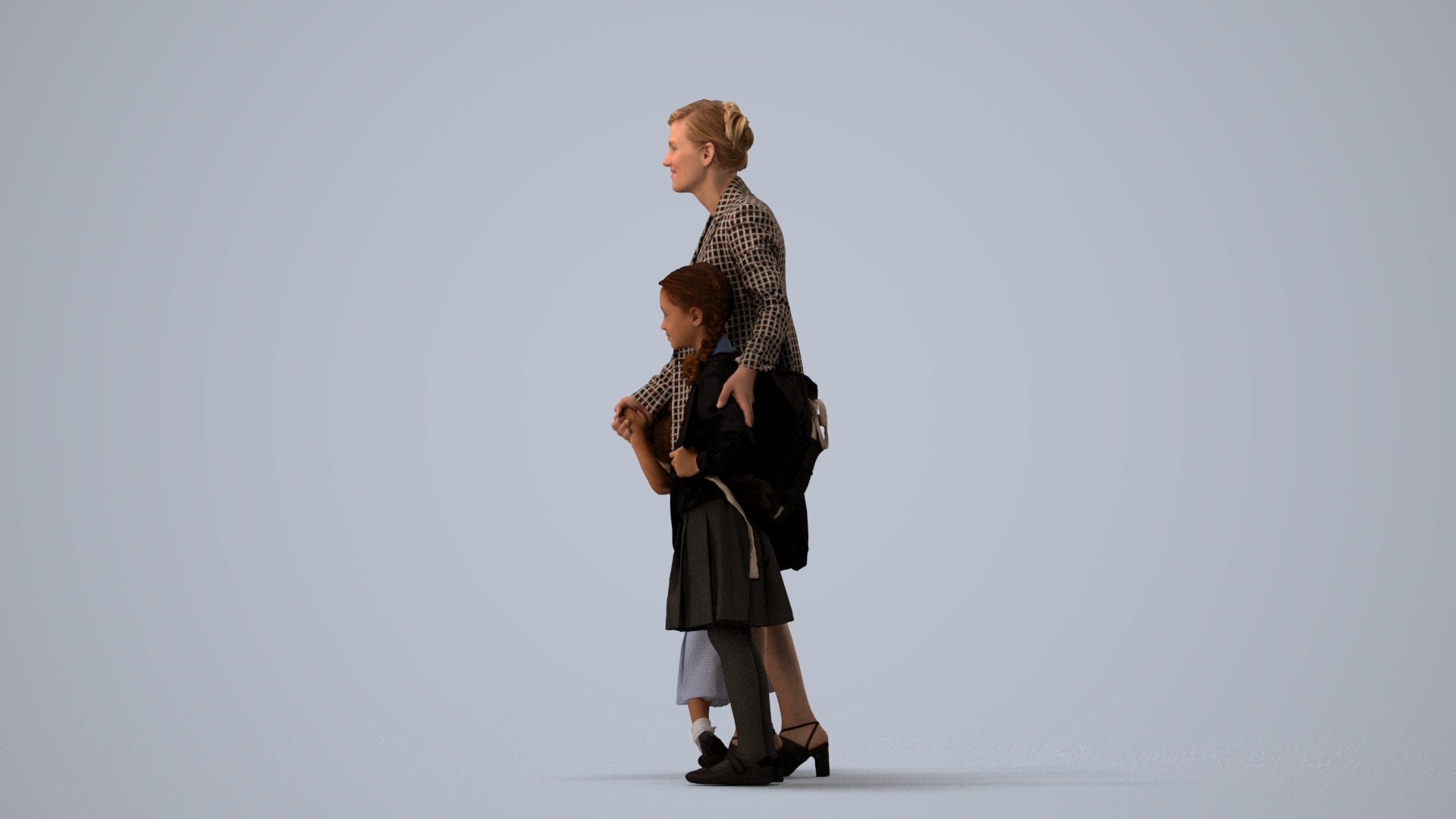 photogrammetry 3D girl kids, realistic human model archviz FBX, three-quarter view render