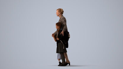photogrammetry 3D girl kids, realistic human model archviz FBX, three-quarter view render