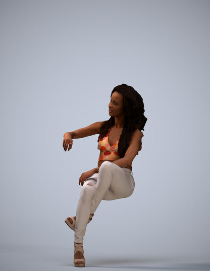 3D people model woman casual sitting, scanned human for 3ds Max rendering
