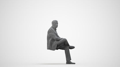 photogrammetry 3D man business, realistic human model archviz FBX, wireframe side view