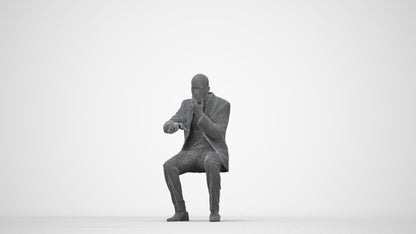 3D people model man business, scanned human for 3ds Max rendering, wireframe back view