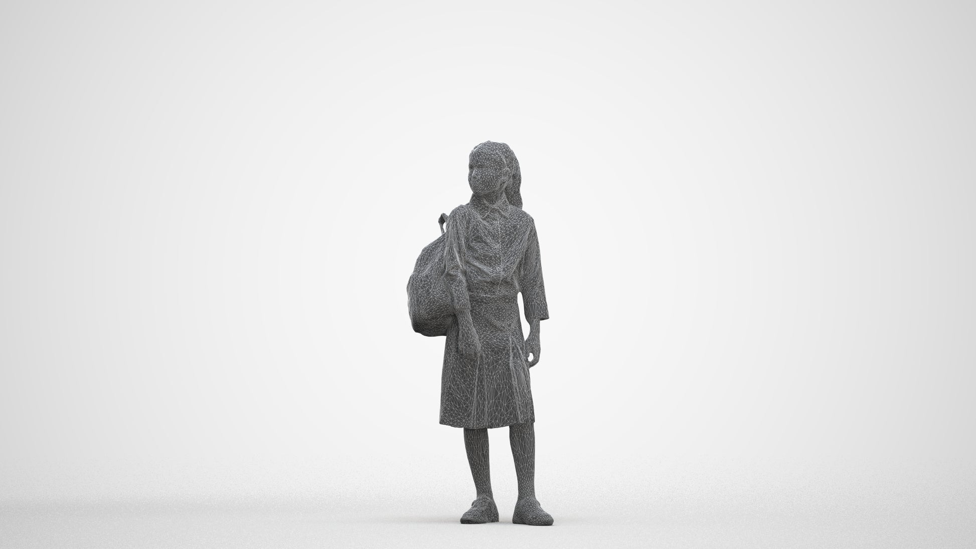 3D scanned woman kids, photorealistic archviz people for Enscape and SketchUp, three-quarter front view render