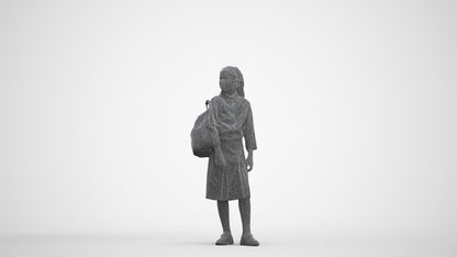 3D scanned woman kids, photorealistic archviz people for Enscape and SketchUp, three-quarter front view render