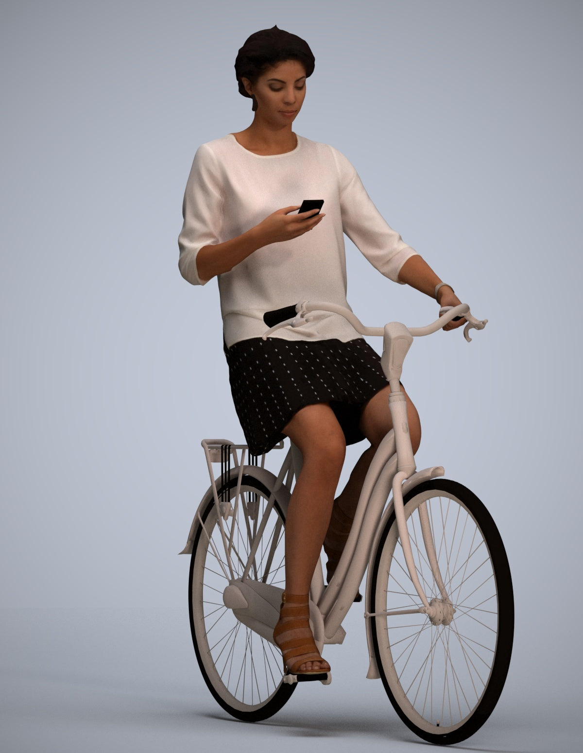 photogrammetry 3D woman casual cycling, realistic human model archviz FBX