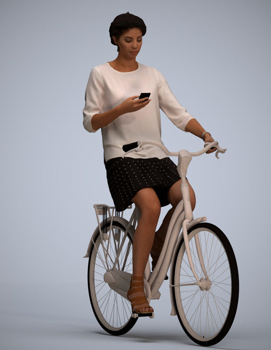 photogrammetry 3D woman casual cycling, realistic human model archviz FBX