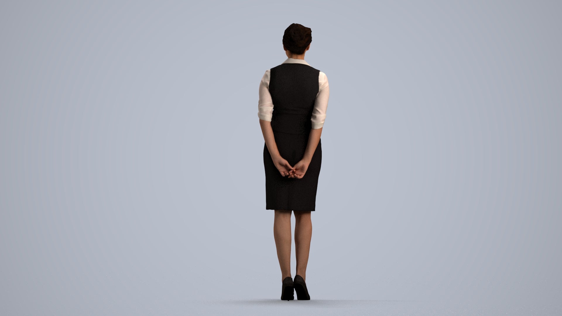 realistic 3D people woman hospitality, render-ready for V-Ray and Corona, FBX OBJ, front view render