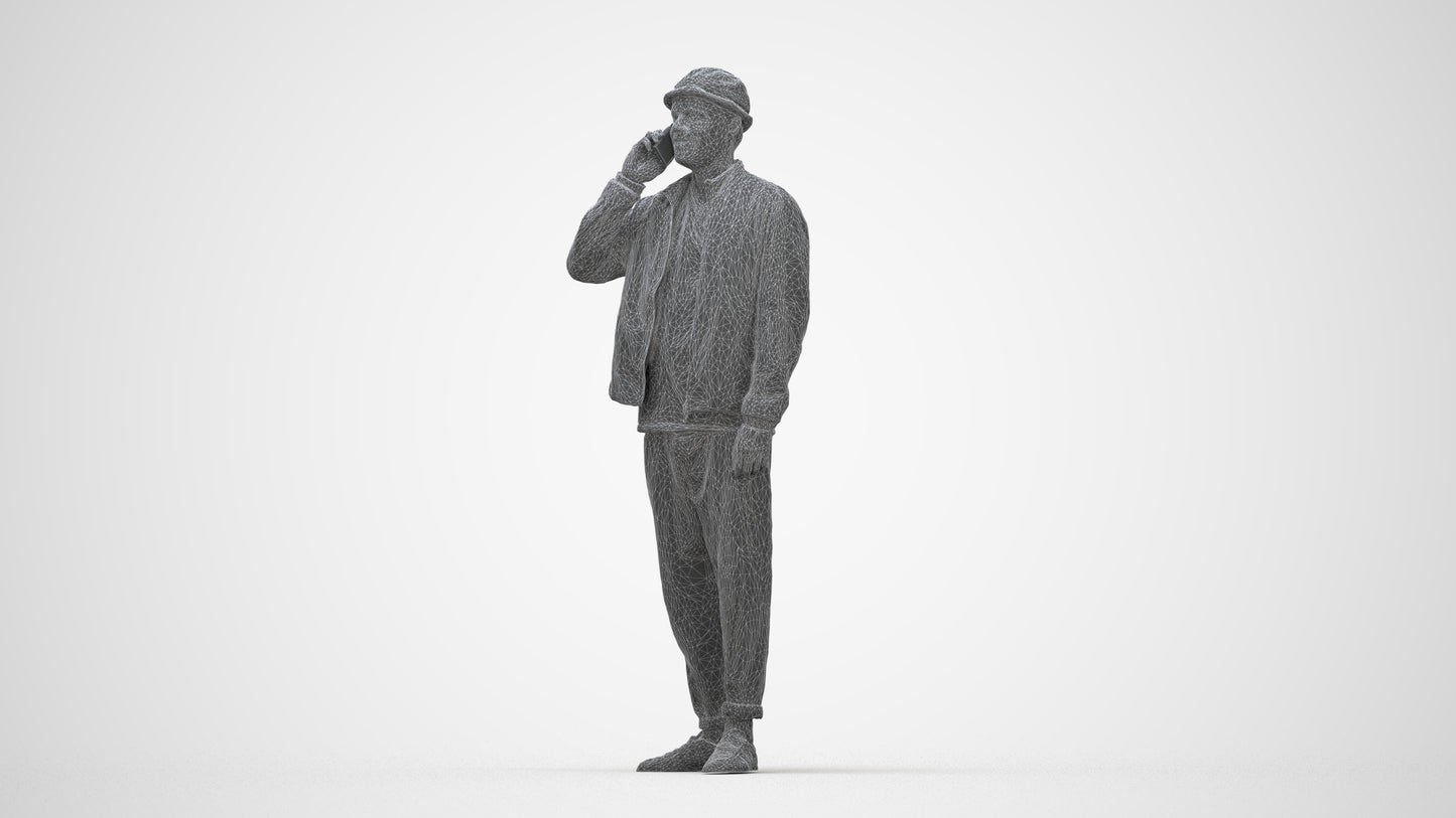 realistic 3D people man casual standing, render-ready for V-Ray and Corona, FBX OBJ, wireframe back view