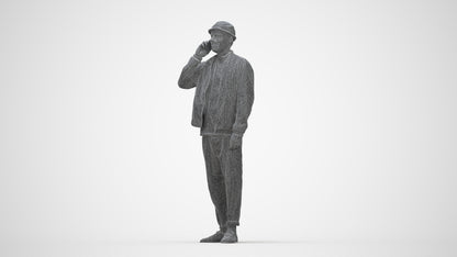 realistic 3D people man casual standing, render-ready for V-Ray and Corona, FBX OBJ, wireframe back view