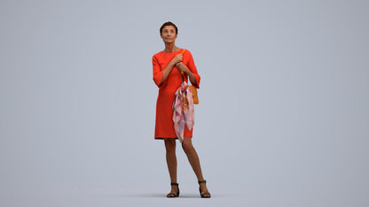 photogrammetry 3D senior woman business standing, realistic human model archviz FBX, standing pose render