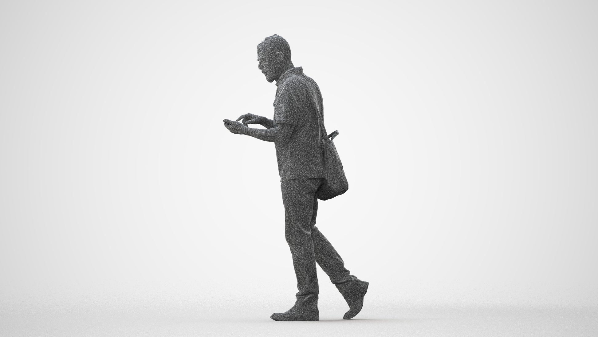 realistic 3D human senior man casual walking, archviz people FBX OBJ for Blender, square thumbnail