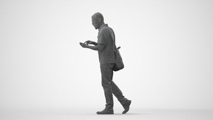realistic 3D human senior man casual walking, archviz people FBX OBJ for Blender, square thumbnail