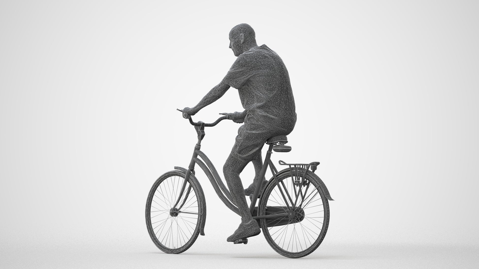 scanned 3D senior man casual cycling, photogrammetry people for Enscape and V-Ray, square thumbnail