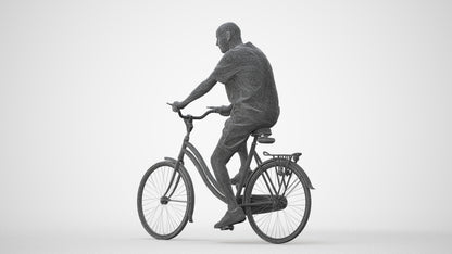 scanned 3D senior man casual cycling, photogrammetry people for Enscape and V-Ray, square thumbnail