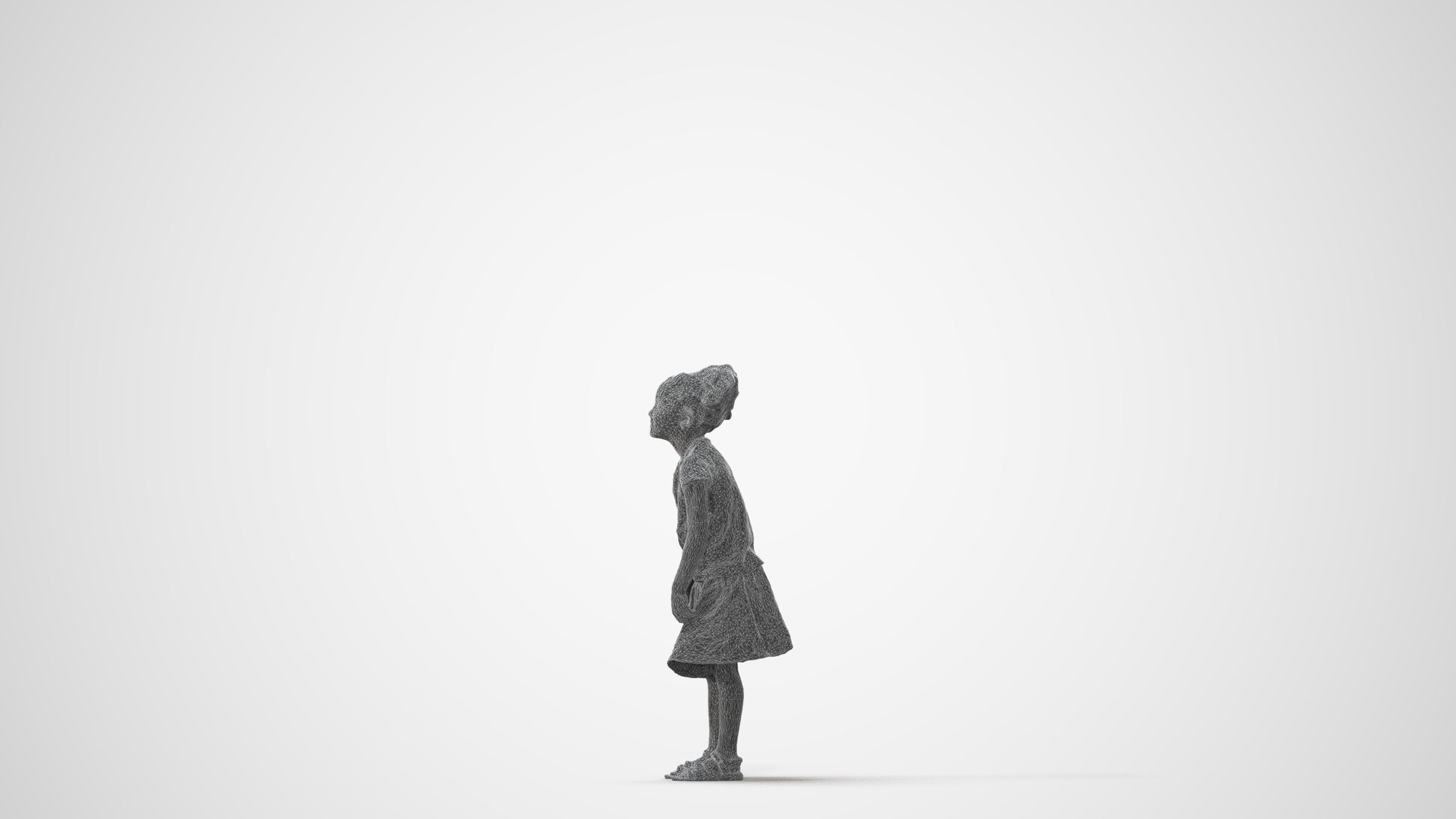 realistic 3D human girl casual kids, archviz people FBX OBJ for Blender, square thumbnail