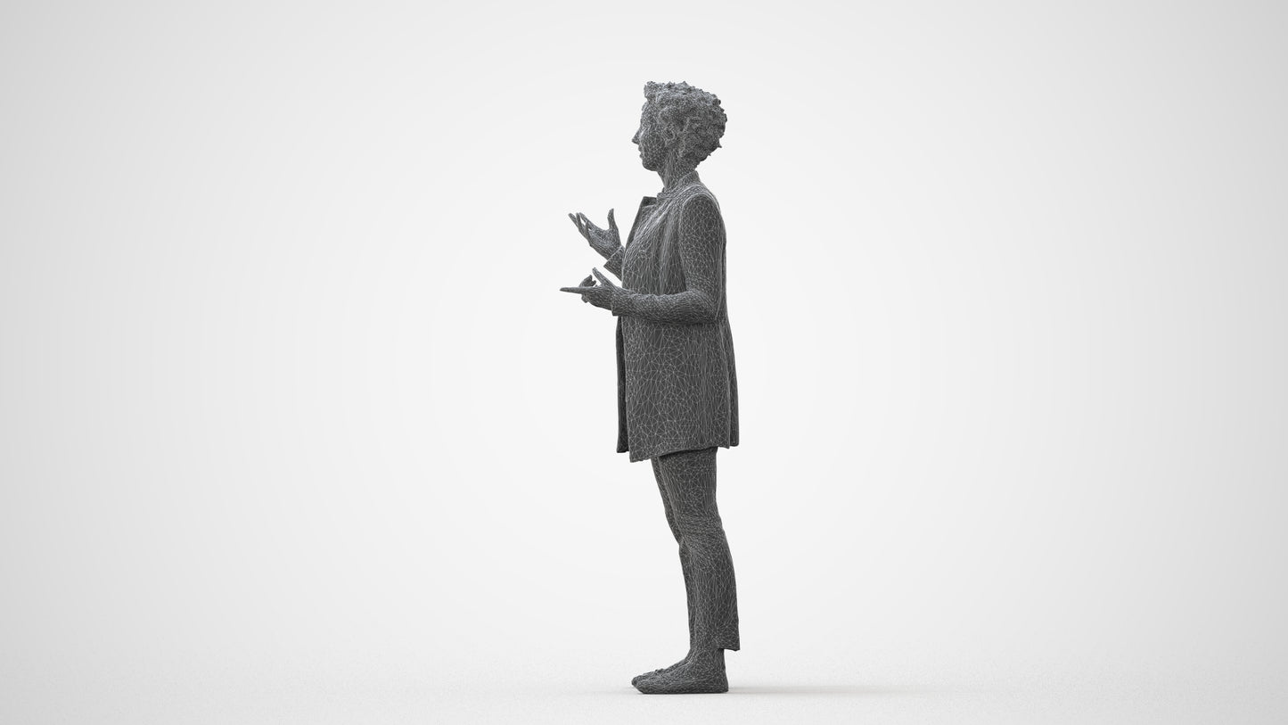 realistic 3D woman business standing, scanned archviz people for Blender and 3ds Max, square thumbnail