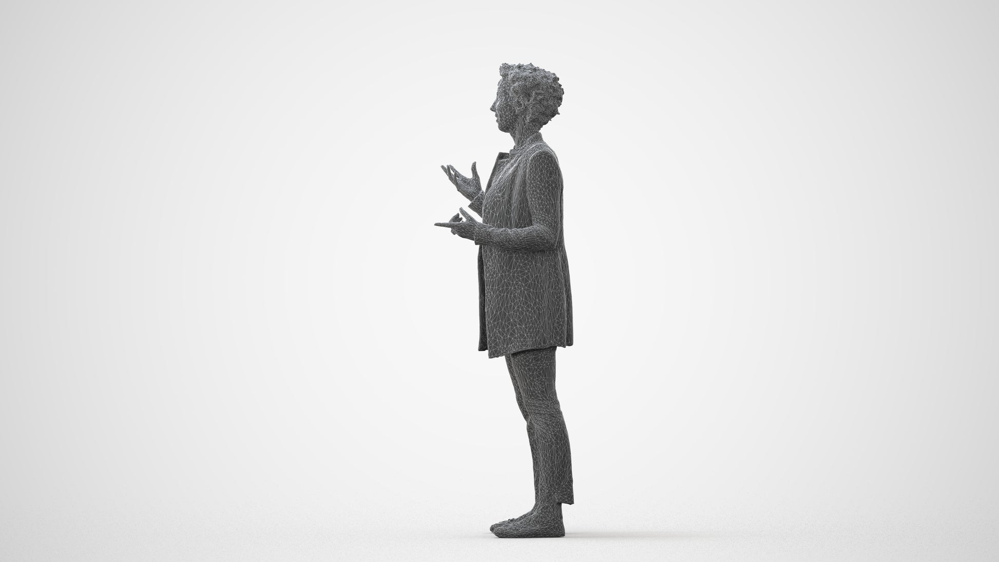 realistic 3D woman business standing, scanned archviz people for Blender and 3ds Max, square thumbnail