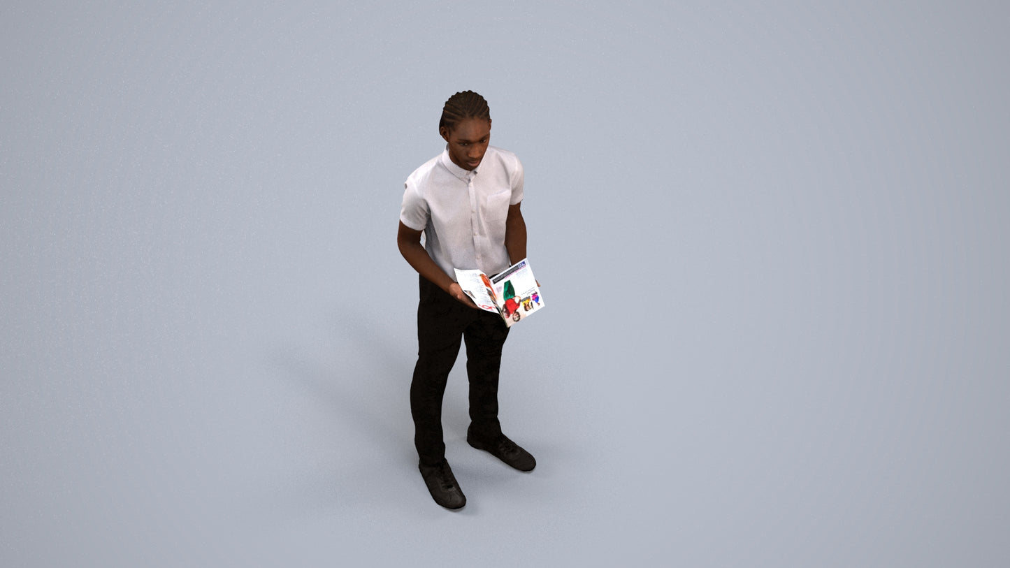 realistic 3D boy hospitality, scanned archviz people for Blender and 3ds Max, back view render