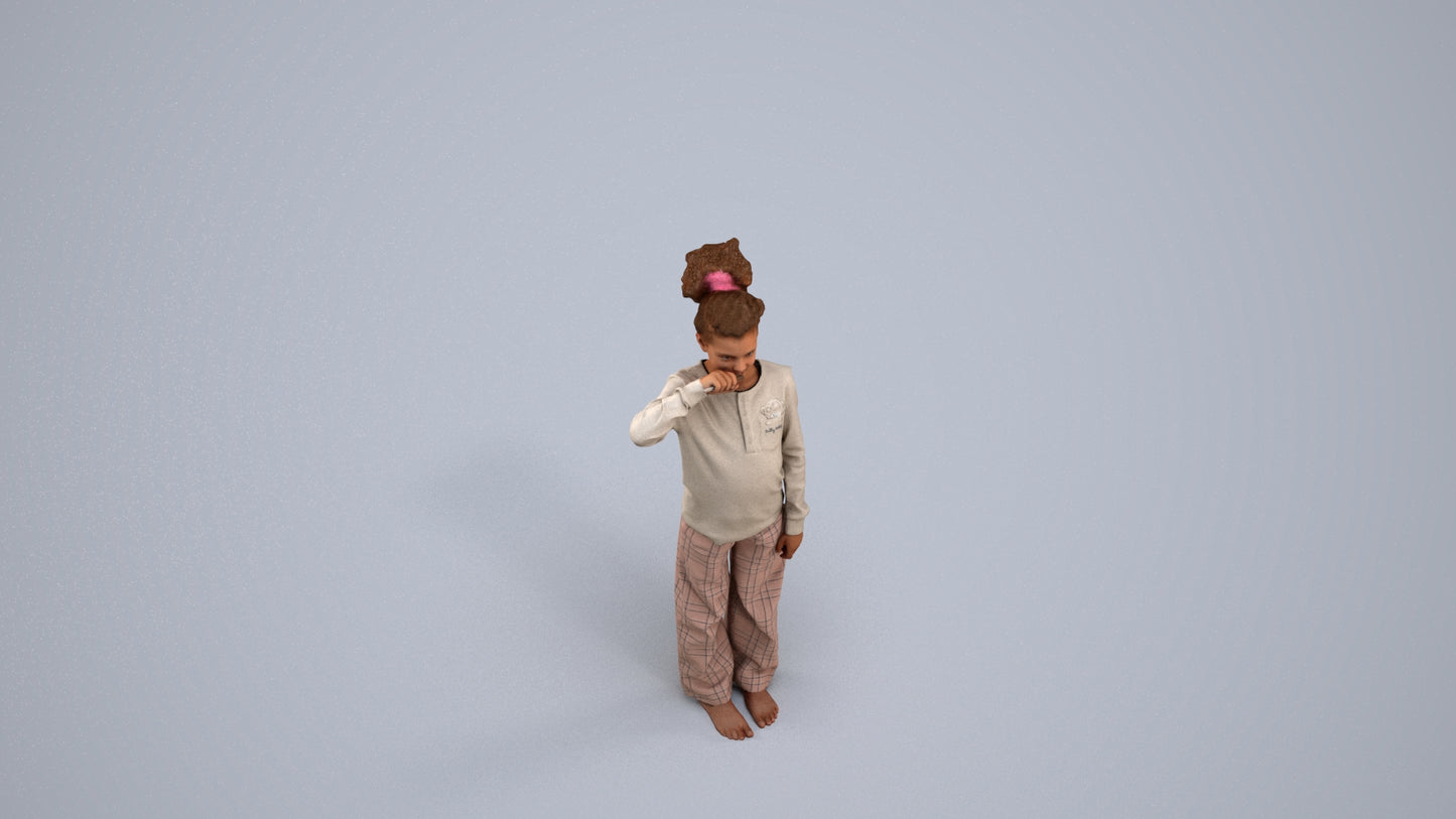 realistic 3D girl kids, scanned archviz people for Blender and 3ds Max, back view render
