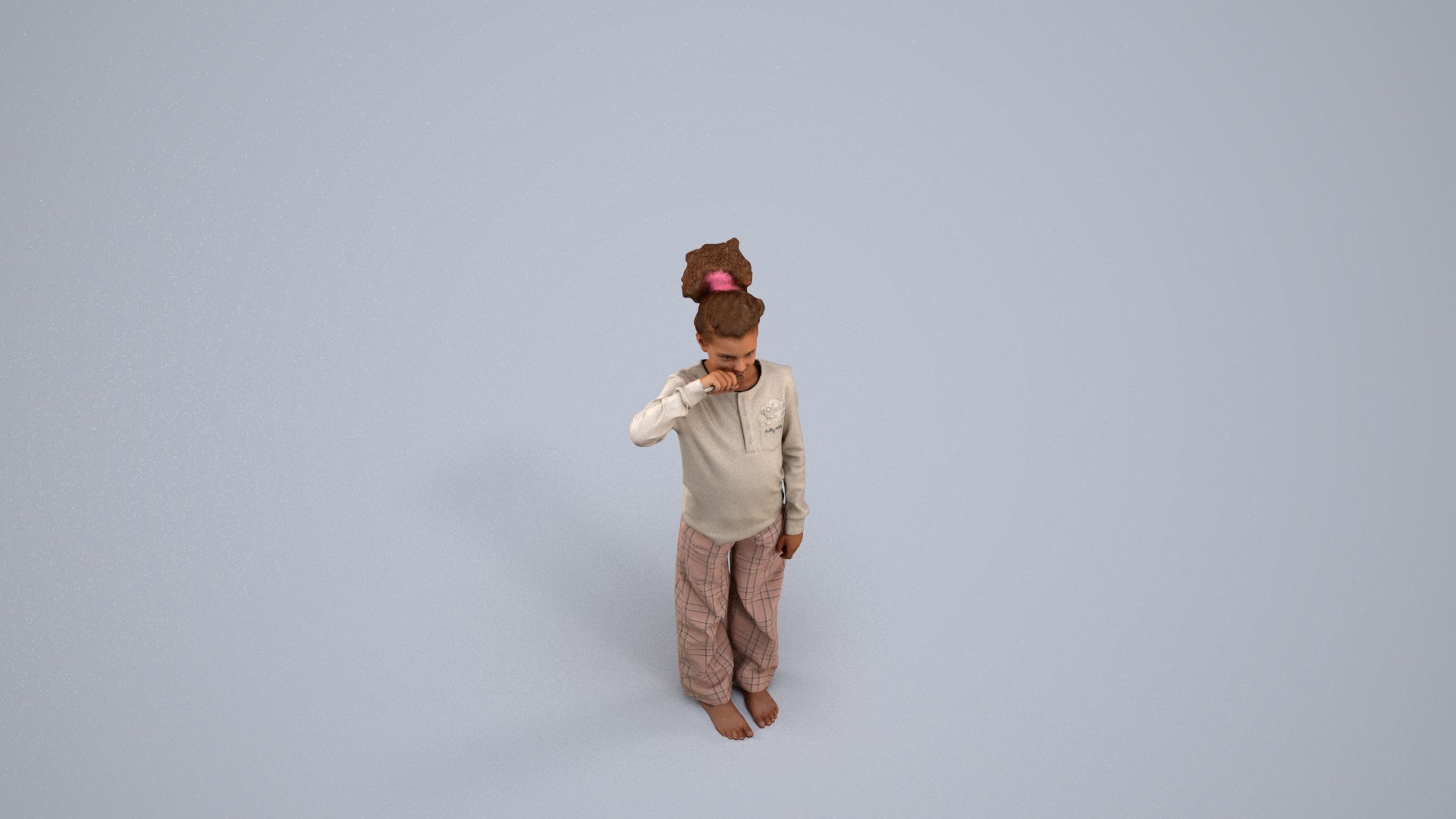 realistic 3D girl kids, scanned archviz people for Blender and 3ds Max, back view render