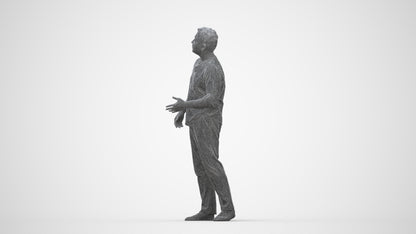 realistic 3D man casual standing, scanned archviz people for Blender and 3ds Max, wireframe back view