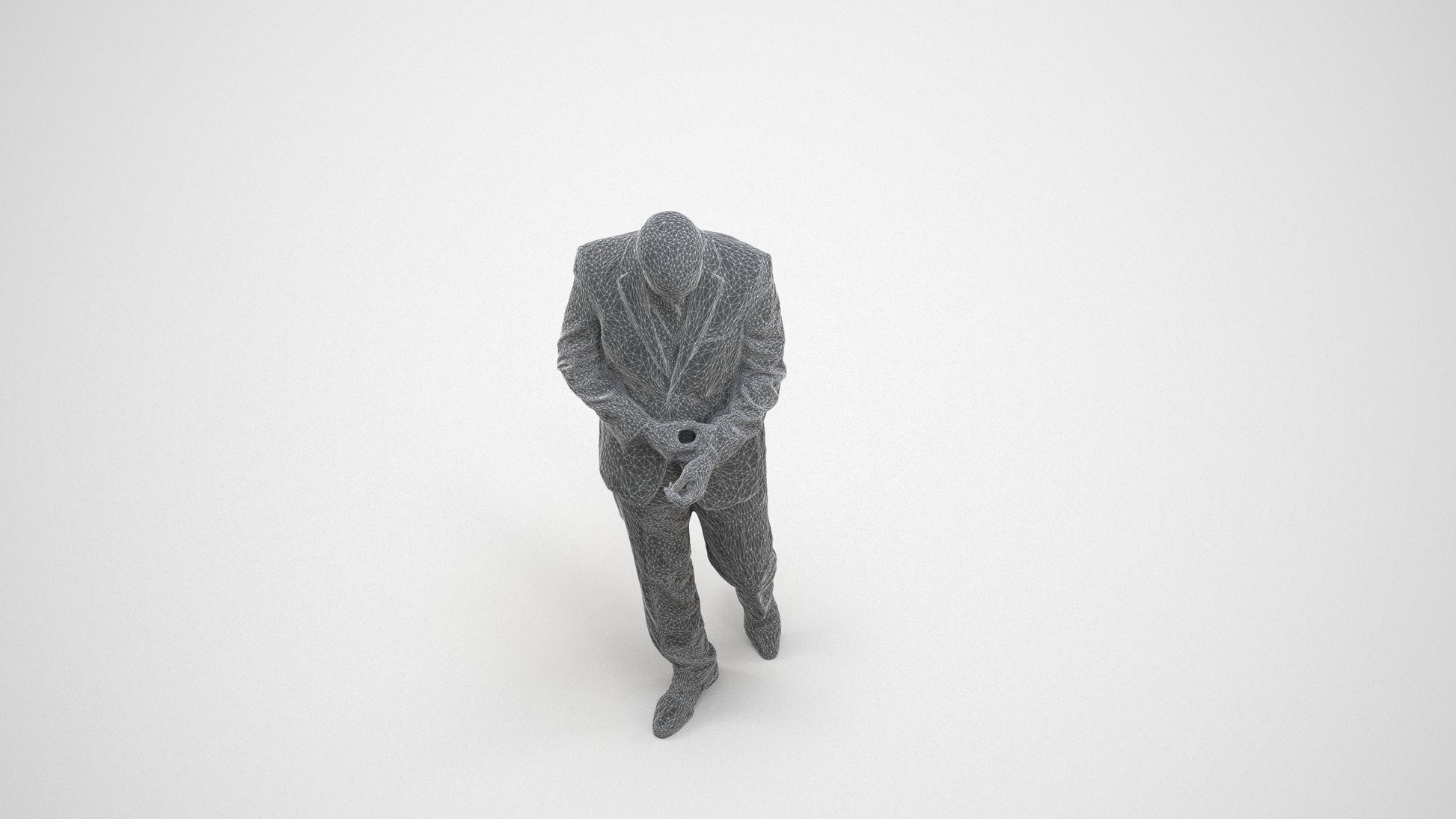 realistic 3D people man business, render-ready for V-Ray and Corona, FBX OBJ, wireframe three-quarter view