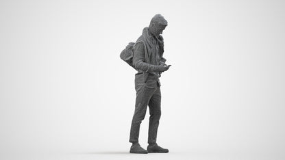 realistic 3D people man casual walking, render-ready for V-Ray and Corona, FBX OBJ, wireframe side view