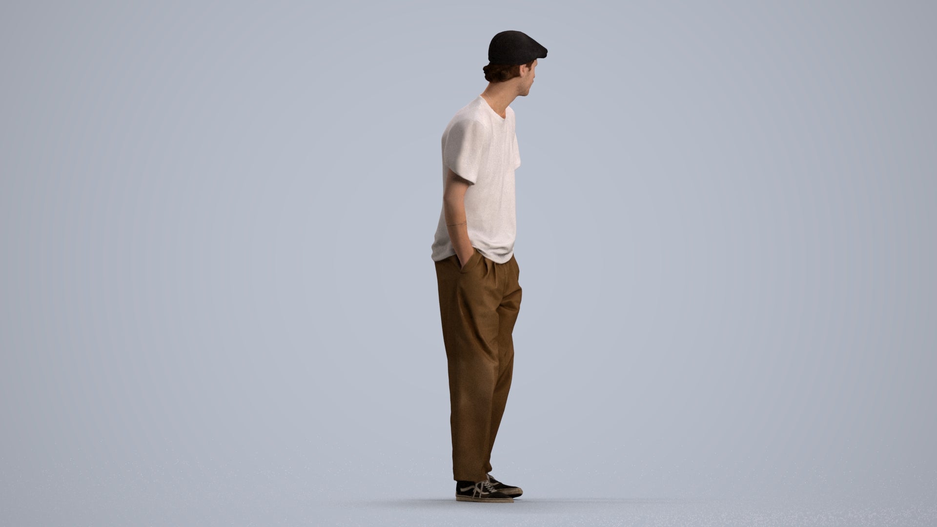 3D scanned man standing casual, photorealistic archviz people for Enscape and SketchUp, front view render