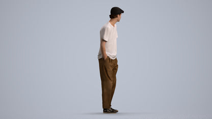3D scanned man standing casual, photorealistic archviz people for Enscape and SketchUp, front view render