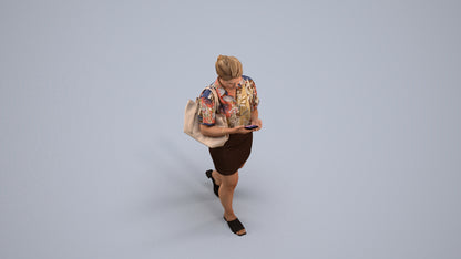 scanned 3D woman casual walking, photogrammetry people for Enscape and V-Ray, back view render