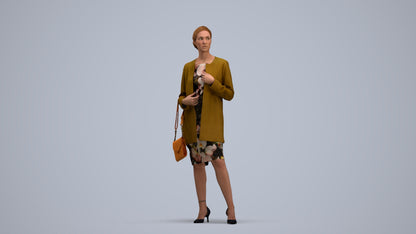 3D scanned woman standing casual, photorealistic archviz people for Enscape and SketchUp, standing pose render