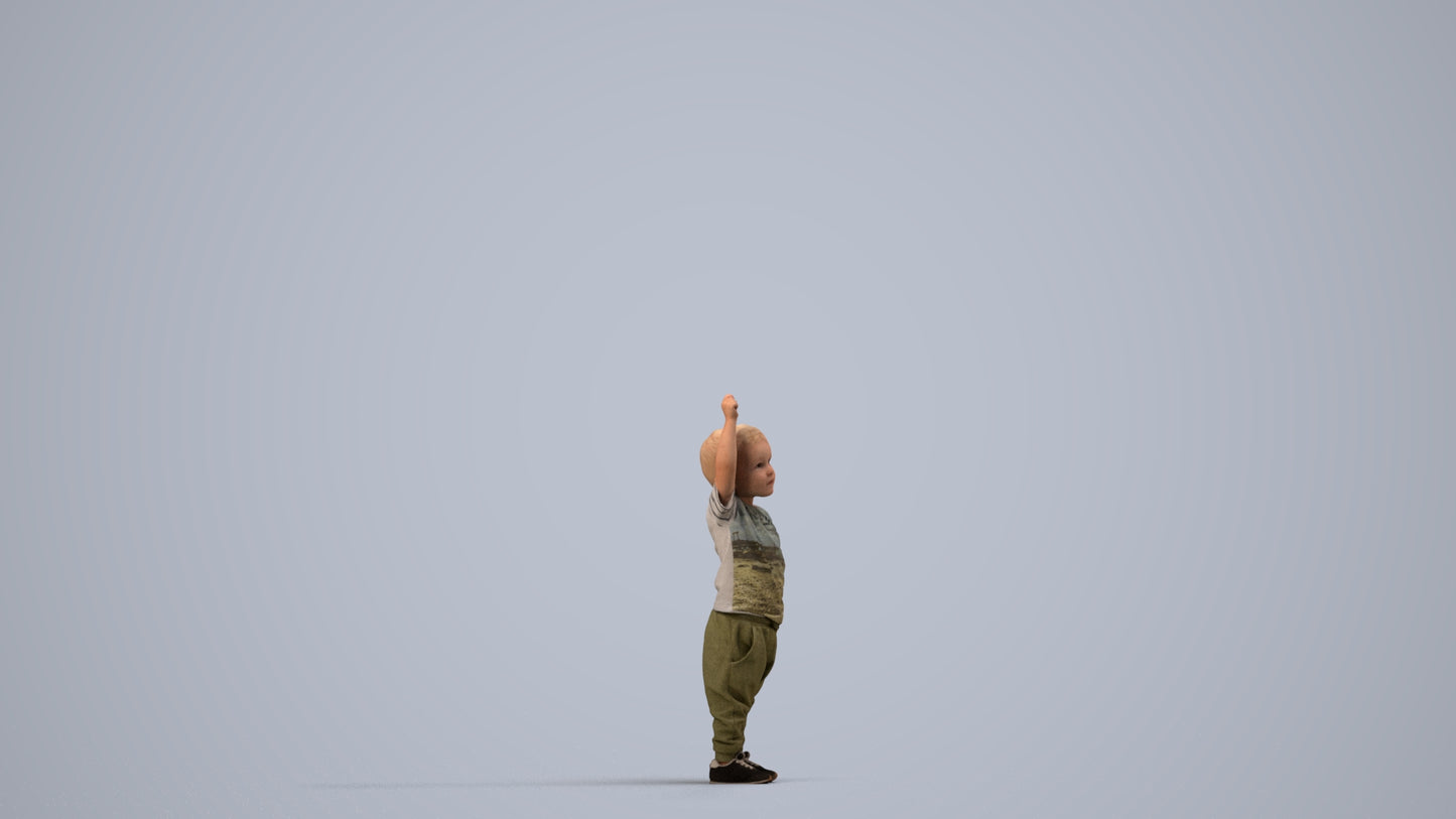 realistic 3D people boy casual kids, render-ready for V-Ray and Corona, FBX OBJ, side view render