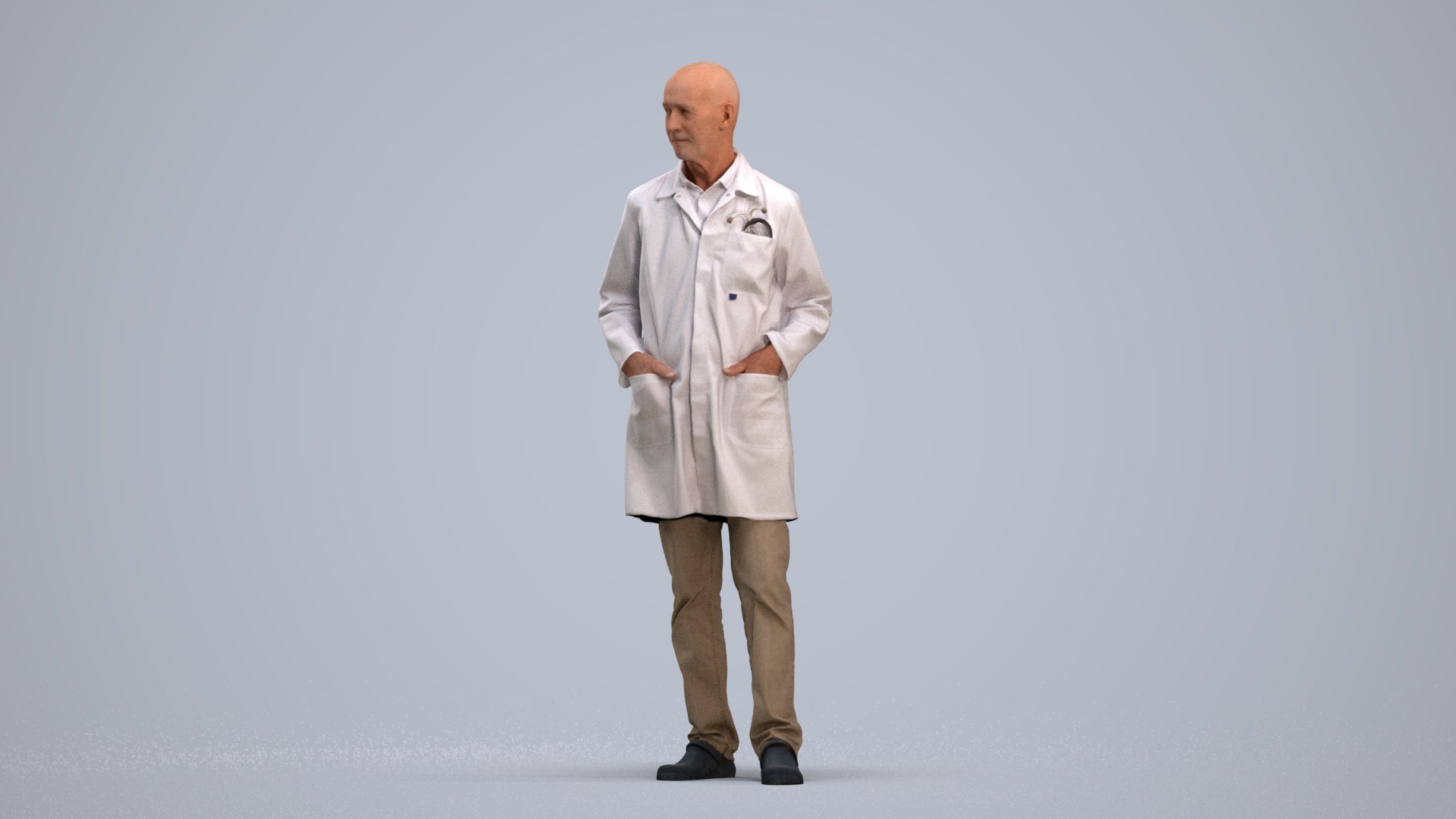 scanned 3D senior man medical, photogrammetry people for Enscape and V-Ray, standing pose render