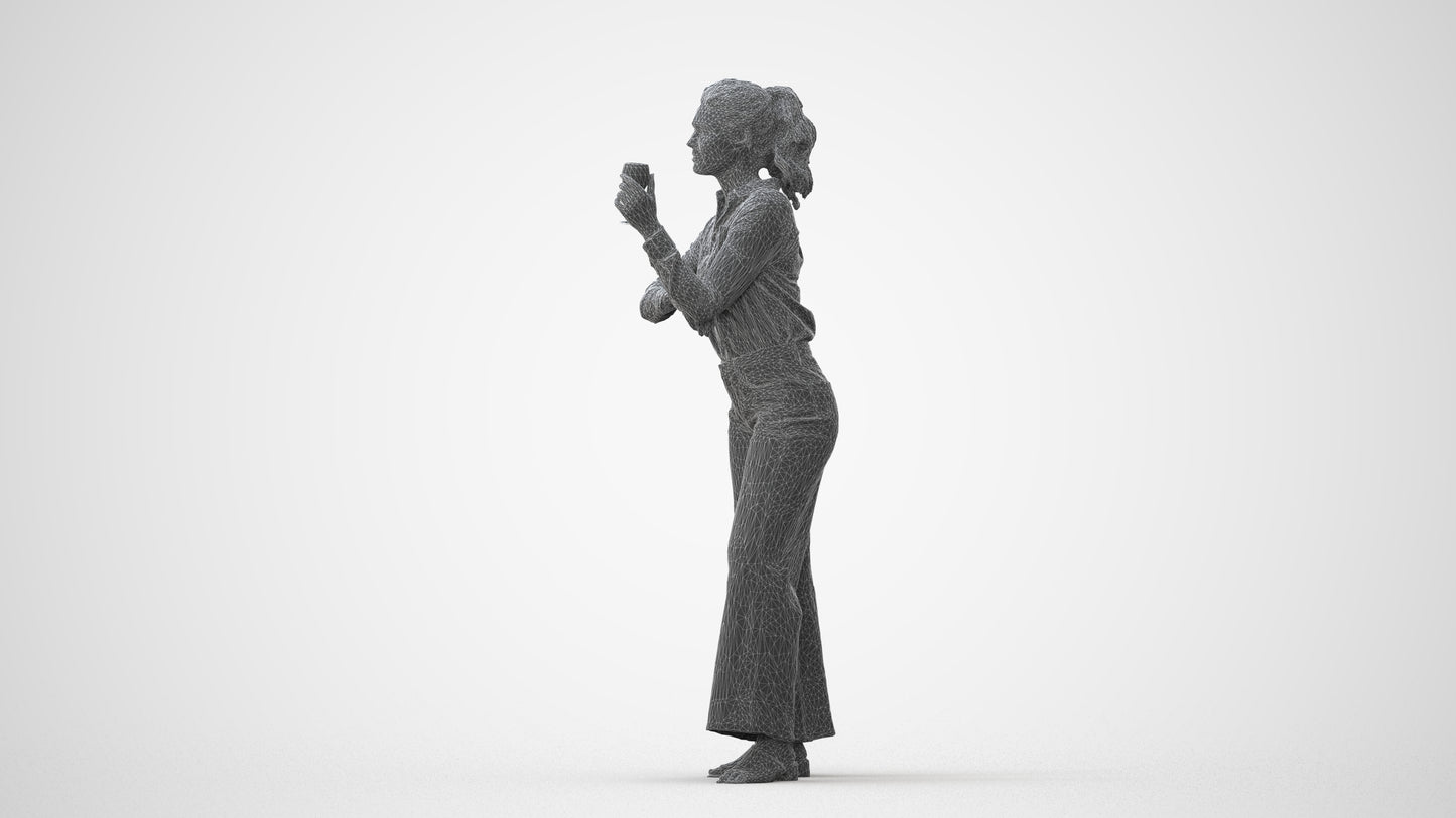 scanned 3D woman casual standing, photogrammetry people for Enscape and V-Ray, square thumbnail