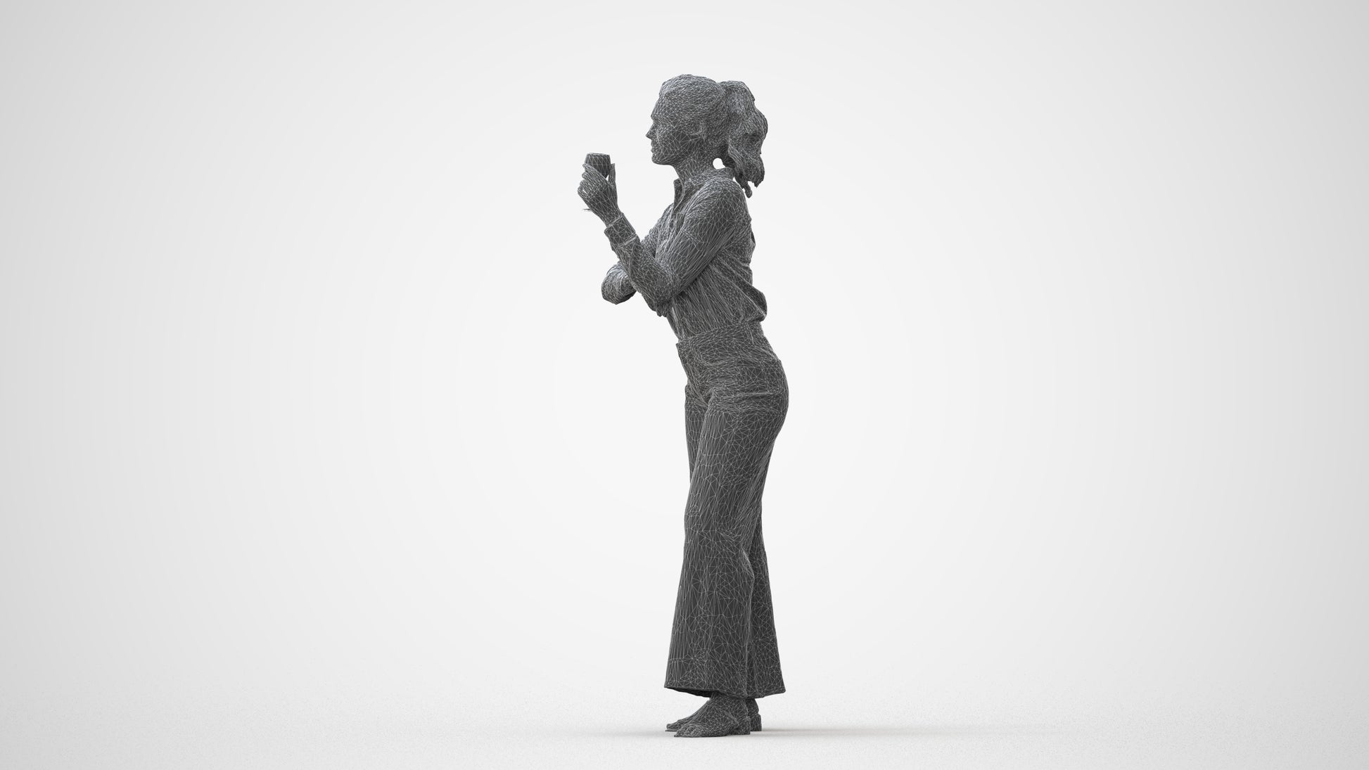 scanned 3D woman casual standing, photogrammetry people for Enscape and V-Ray, square thumbnail