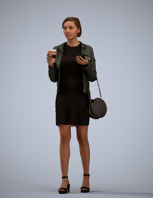 realistic 3D people woman casual standing, render-ready for V-Ray and Corona, FBX OBJ