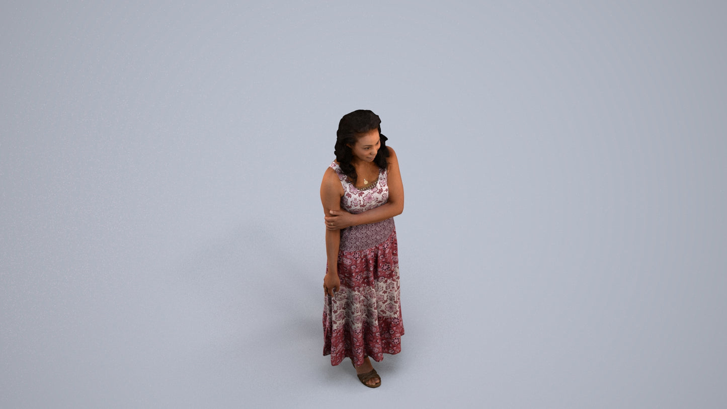 photogrammetry 3D woman casual walking, realistic human model archviz FBX, back view render