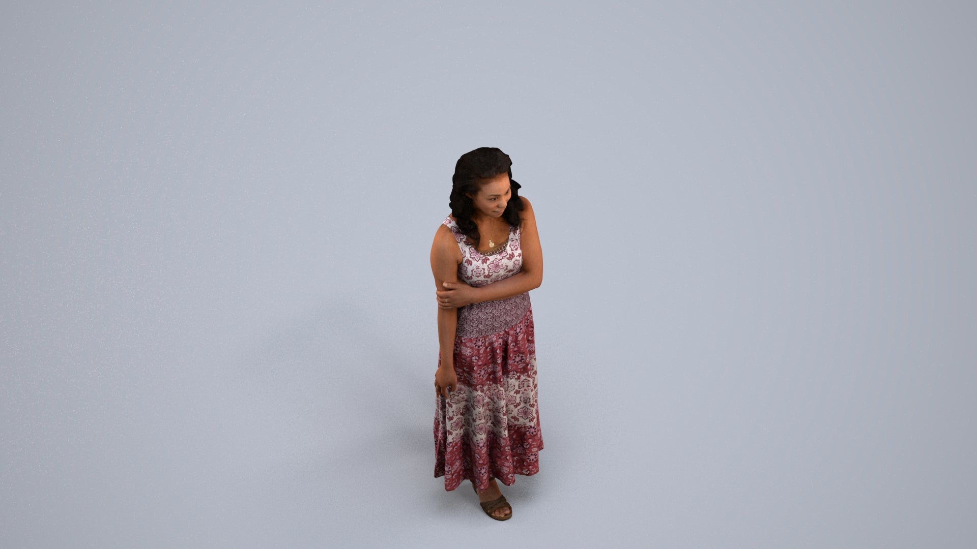 photogrammetry 3D woman casual walking, realistic human model archviz FBX, back view render