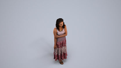 photogrammetry 3D woman casual walking, realistic human model archviz FBX, back view render