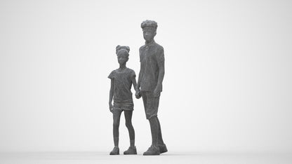 3D human model girl casual kids, photogrammetry scanned person for archviz, wireframe back view