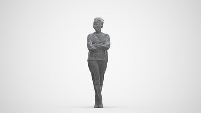 3D people model woman casual standing, scanned human for 3ds Max rendering, three-quarter front view render