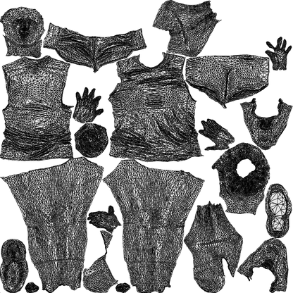 3D people model woman sport, scanned human for 3ds Max rendering, wireframe top-down view