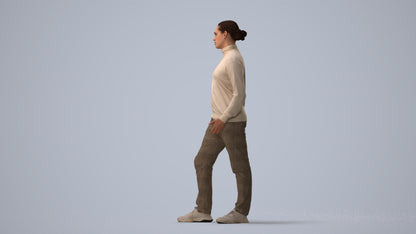 3D scanned man standing casual, photorealistic archviz people for Enscape and SketchUp, three-quarter view render