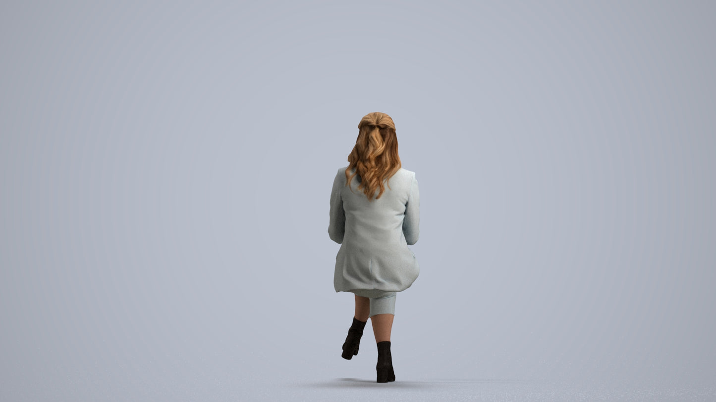 realistic 3D human woman business, archviz people FBX OBJ for Blender, front view render