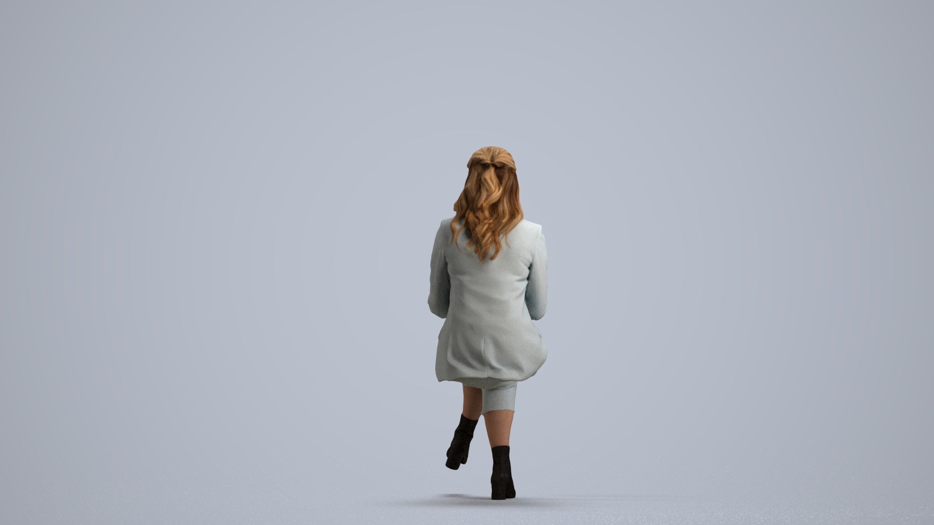 realistic 3D human woman business, archviz people FBX OBJ for Blender, front view render