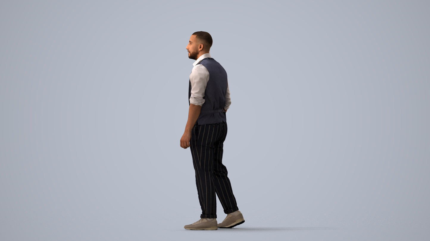 scanned 3D man business, photogrammetry people for Enscape and V-Ray, three-quarter view render