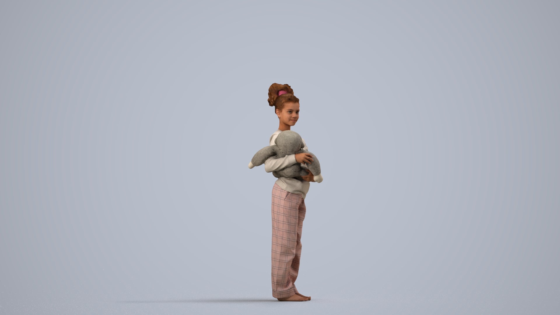 3D people model girl casual kids, scanned human for 3ds Max rendering, side view render