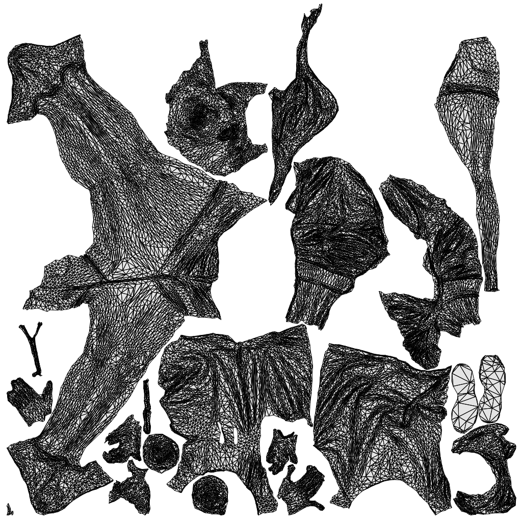 3D people model woman standing, scanned human for 3ds Max rendering, wireframe top-down view