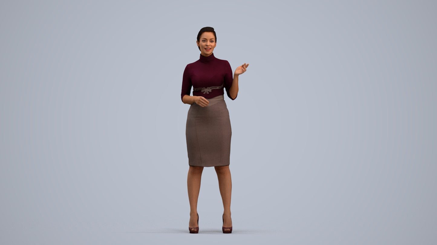 realistic 3D woman business, scanned archviz people for Blender and 3ds Max, standing pose render