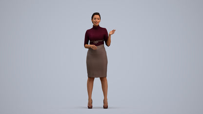 realistic 3D woman business, scanned archviz people for Blender and 3ds Max, standing pose render