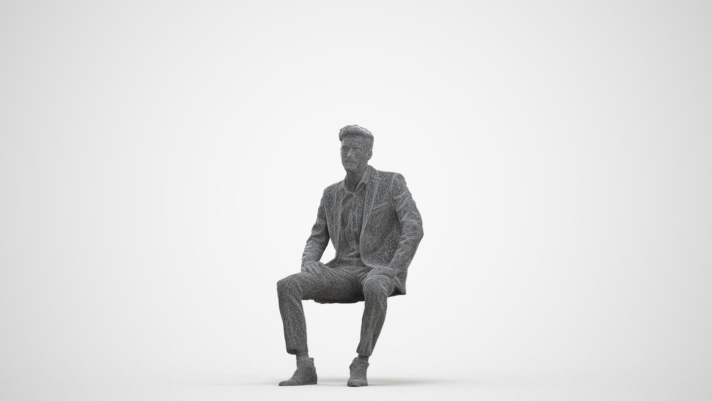 realistic 3D man business pool, scanned archviz people for Blender and 3ds Max, three-quarter front view render